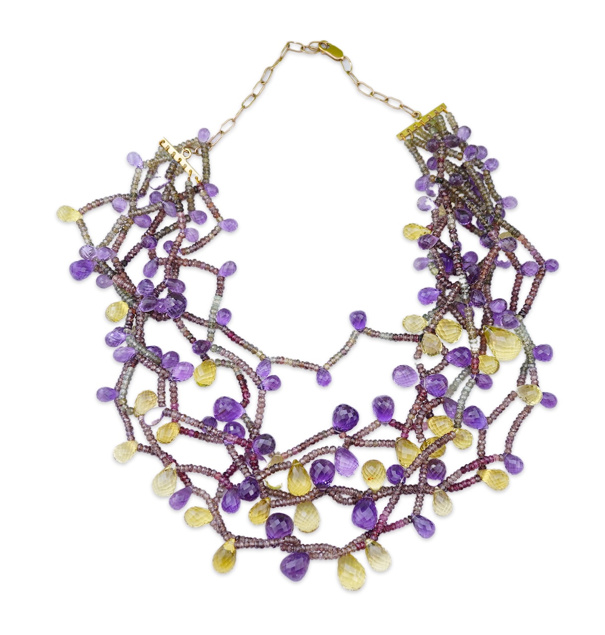 A tourmaline, citrine and amethyst necklace